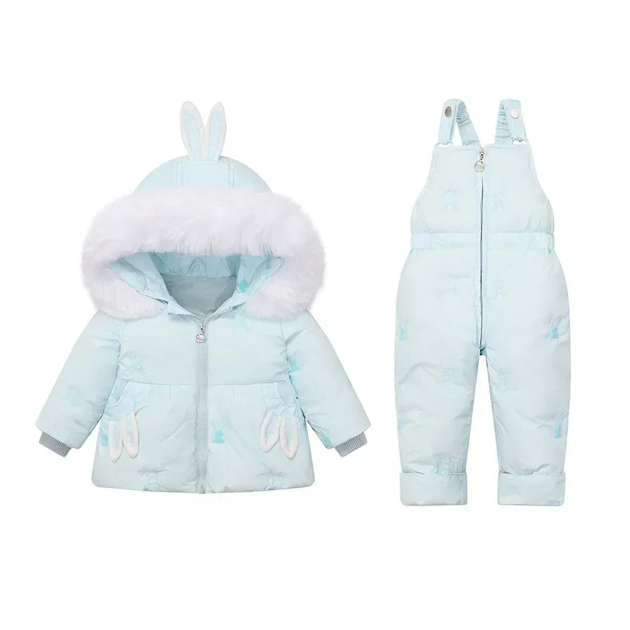 Winter Children`s Clothing Set 2Pcs Girl Down Jacket 2023 New Baby Snowsuit Clothes Overalls for kids Toddler Jumpsuit Coat 1-4Y ShopOnlyDeal