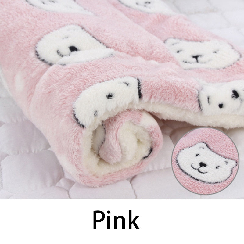 Pet Sleeping Mat Dog Bed Cat Bed Soft Hair Thickened Blanket Pad Fleece Home Washable Warm Bear Pattern Blanket Pet Supplies ShopOnlyDeal