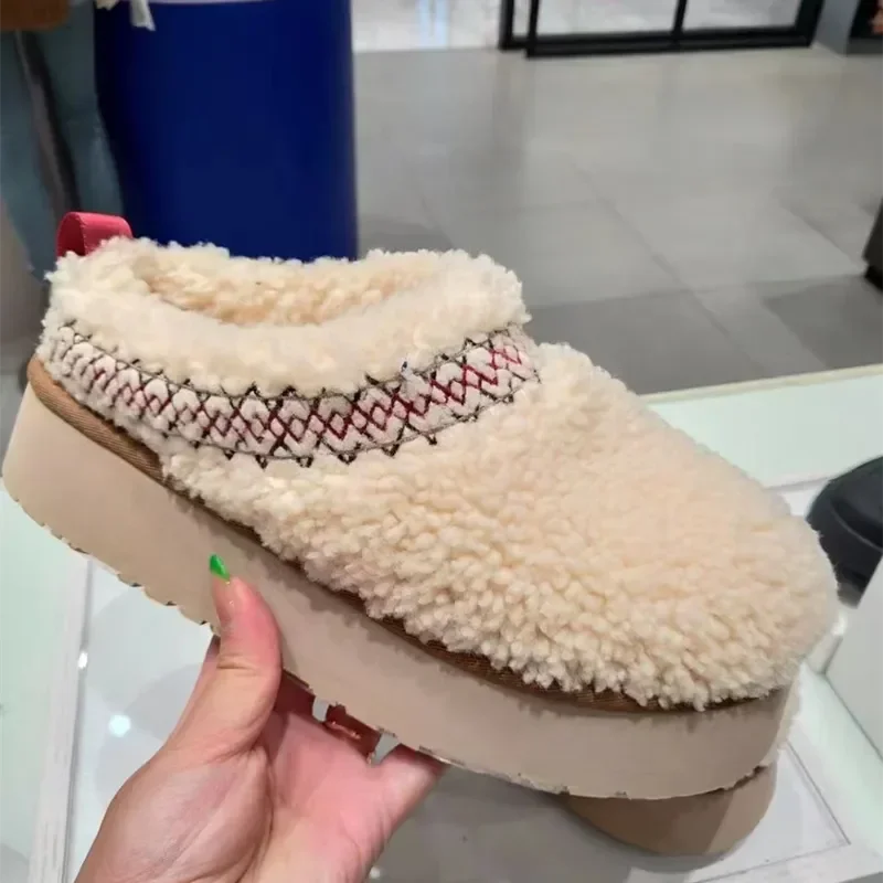 2024 New Women Fur Slippers Ankle Boots Flats Platform Short Plush Warm Flip Flops Cotton Shoes Design Brand Winter Botas Mujer ShopOnlyDeal