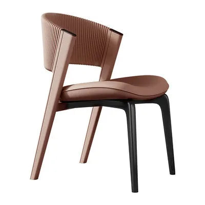 MOMO Italian Light Luxury Dining Chair Home Extremely Simple Designer Solid Wood Leather Negotiation High-end Dining Chair ShopOnlyDeal