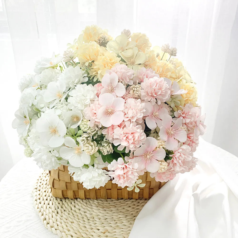 Artificial Flowers Silk European Mini Ball Chrysanthemum Bundle Wedding Bridal Floral Simulation Flower Garden Decoration Plants ShopOnlyDeal