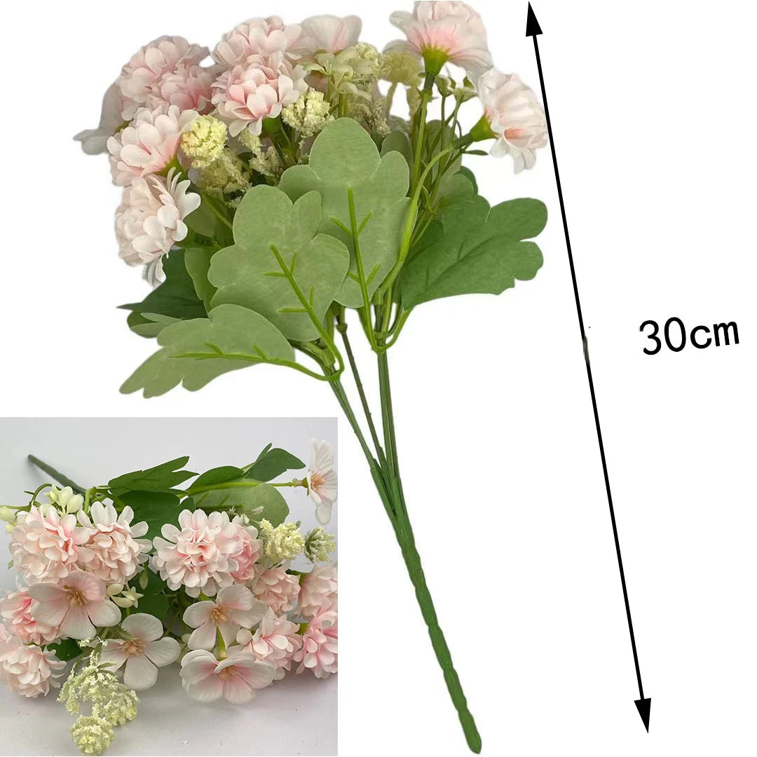 Artificial Flowers Silk European Mini Ball Chrysanthemum Bundle Wedding Bridal Floral Simulation Flower Garden Decoration Plants ShopOnlyDeal