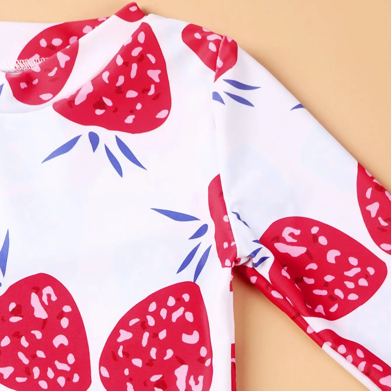 High Quality Strawberry Swimwear for Girls Swimming Clothing Long Sleeve Beachwear Bathing Suit Two Piece Swimsuit ShopOnlyDeal