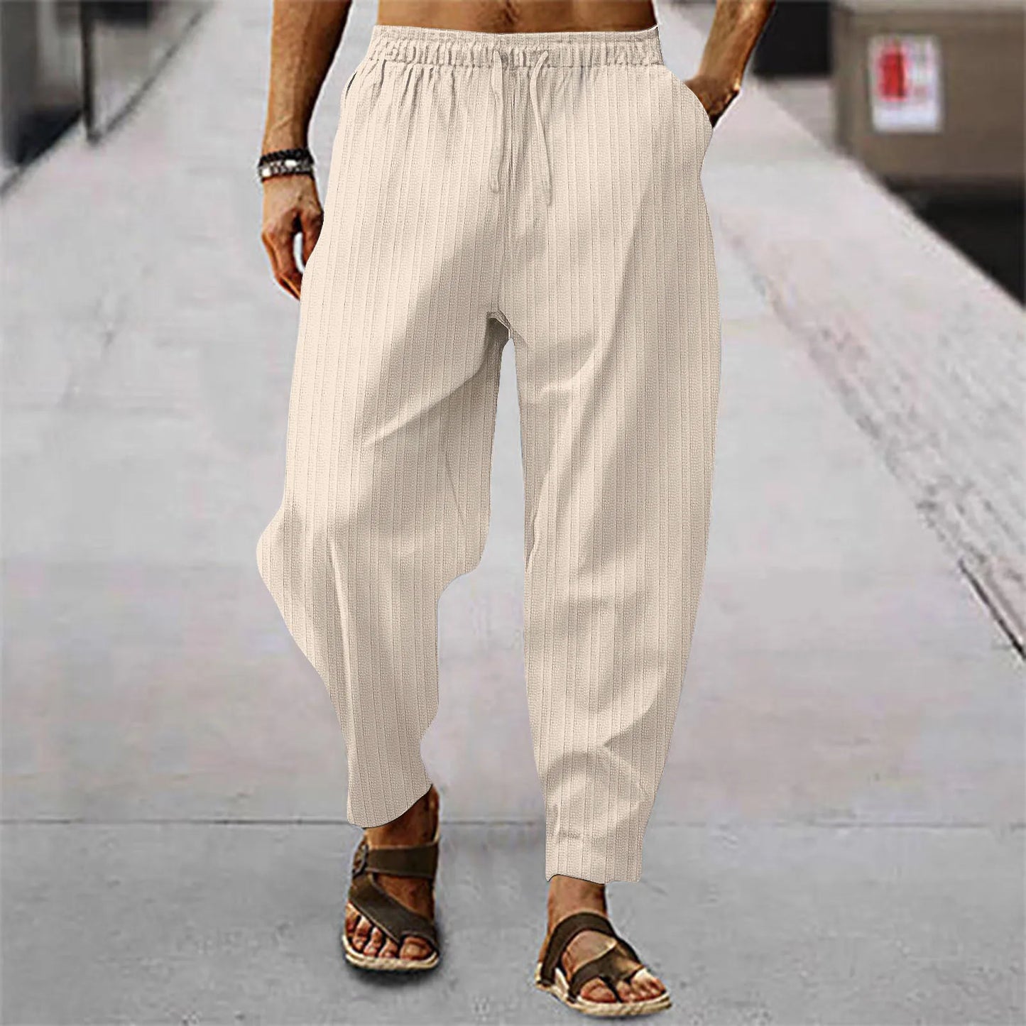 Fashion Spring Autumn Men's Stripe Pants | 15 Colors | Solid Color Casual Streetwear | Sizes S-3XL ShopOnlyDeal