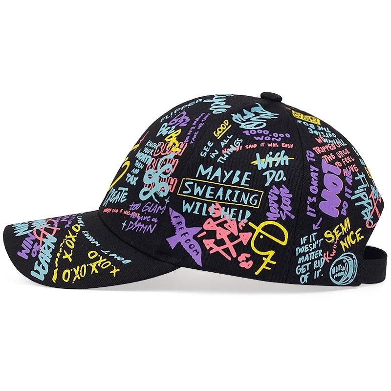 fashion Letter Baseball Cap Graffiti Sun Hip Hop Cap Visor Spring Hat Men Adjustable Snapback Cotton Cap For Women Men Hats ShopOnlyDeal