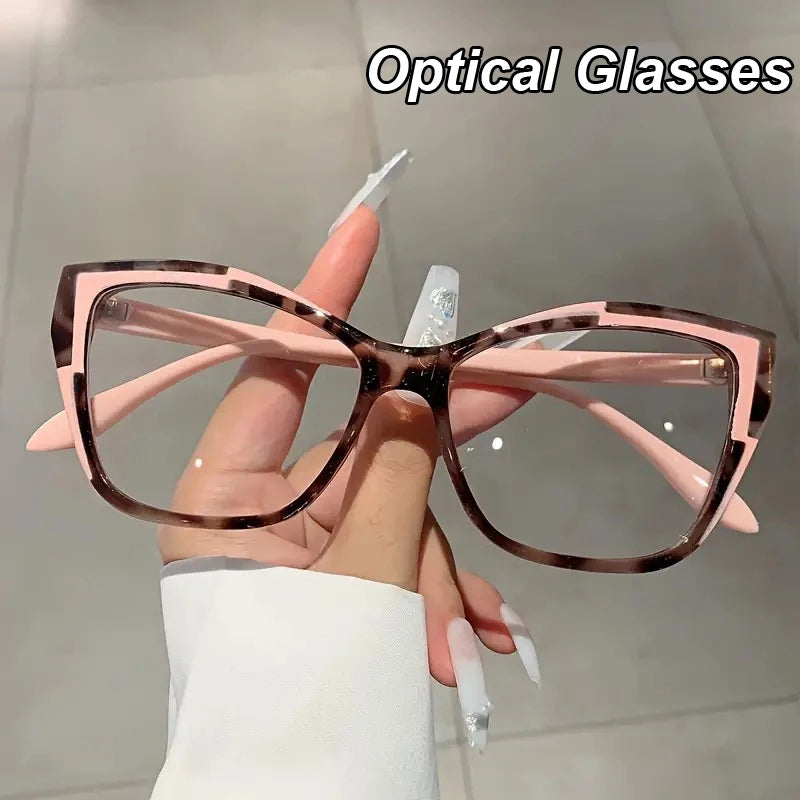 Anti Blue Light Blocking Optical Spectacle Eyeglasses Luxury Brand Designer Cat Eye Frame Ladies Plain Eyewear Finished Glasses ShopOnlyDeal