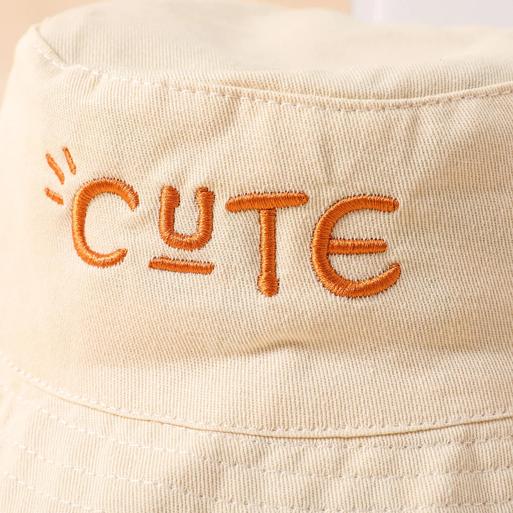 Double Sided Kids Bucket Hat With String Cute Letter Embroidered Boys Girls Fisherman Panama Cap Summer Outdoor Sun Hats Gorras ShopOnlyDeal