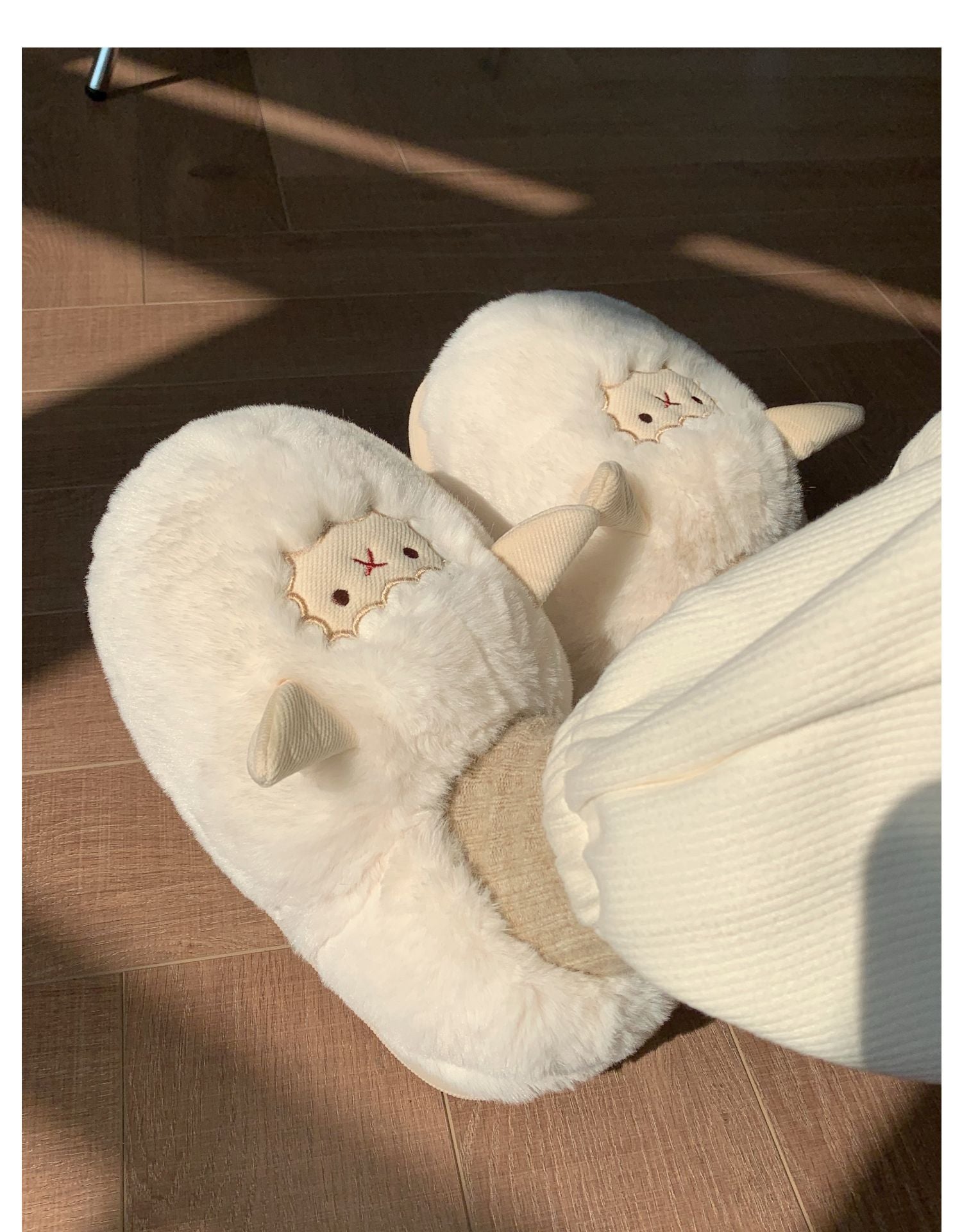 Shevalues Cute Lamb Cotton Slippers Women Fashion Indoor Furry Plush Slippers Female Winter Bedroom Warm Fluffy Cozy Home Shoes ShopOnlyDeal