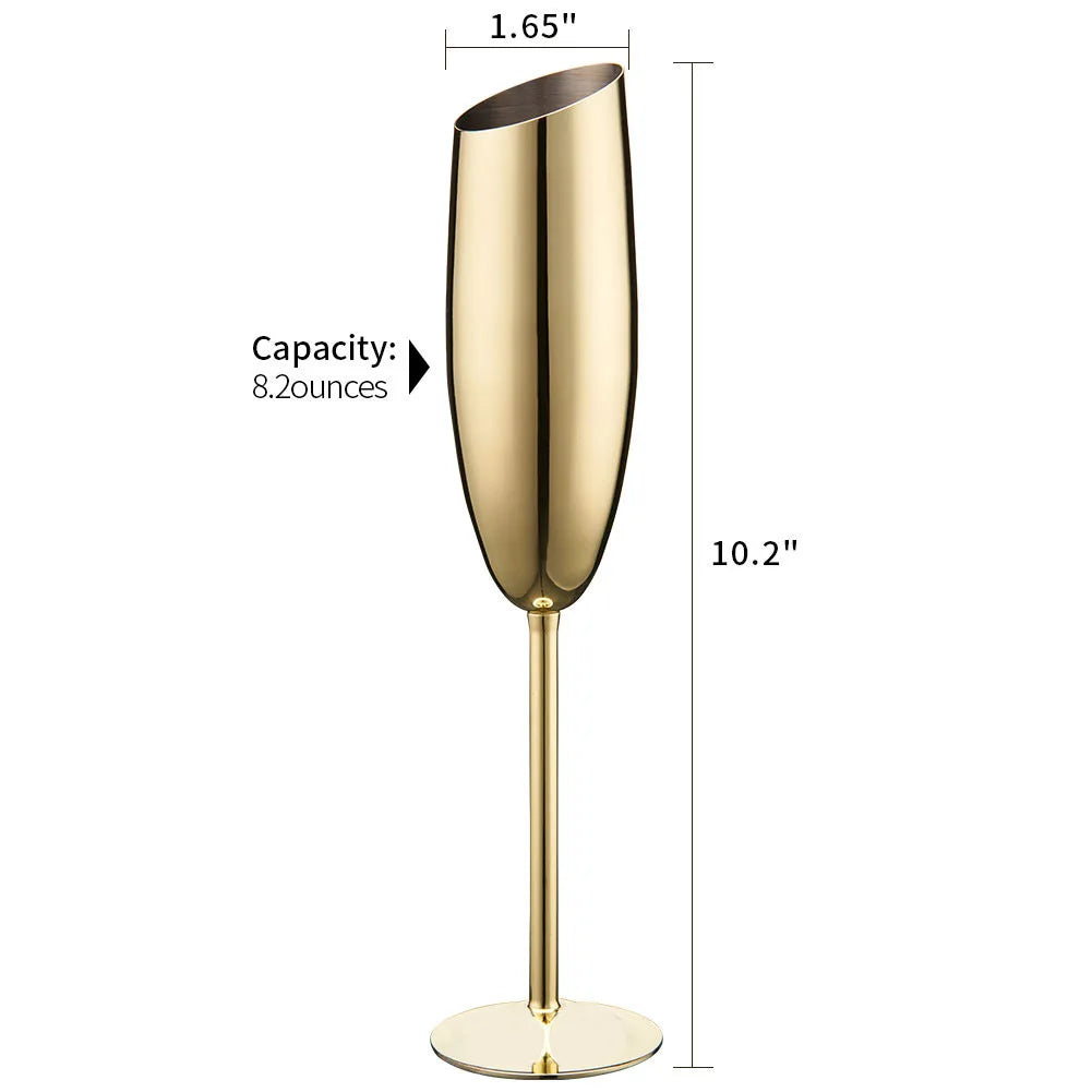 304 Stainless Steel Beveled Champagne Cup | Goblets Cocktail Martini Wine Glass | Champagne Glasses Stemware for Bar Utensils ShopOnlyDeal