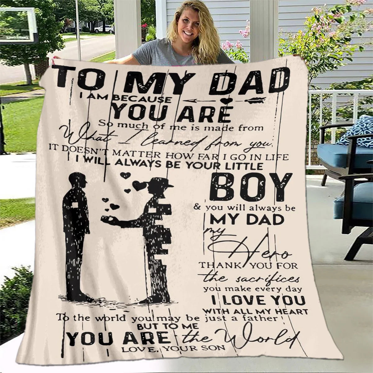 To My Father Dad Letter Gift Series Blanket,Soft Throw Blanket for Home Bedroom Bed Sofa Picnic Travel Office Cover Blanket Kids ShopOnlyDeal