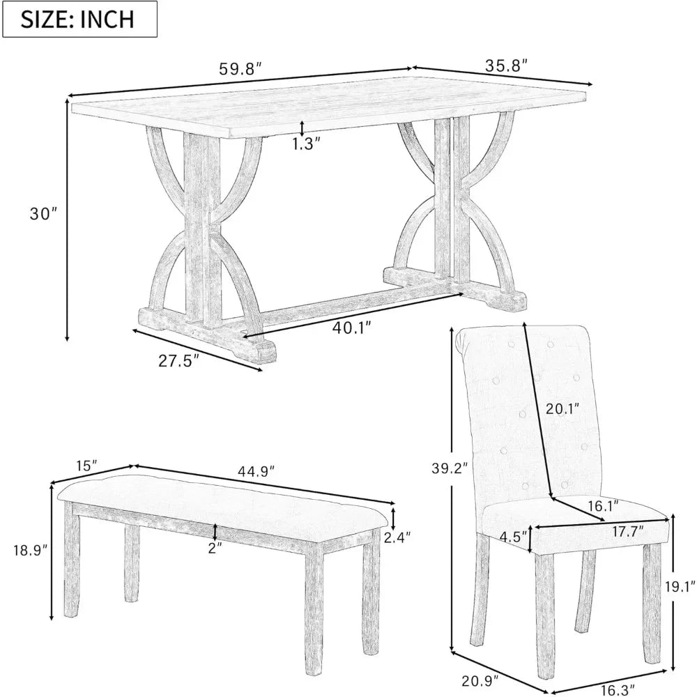 Dining Table Set for 6, Counter Height Dining Table Set, 6 Piece Dining Room Table Set for Kitchen and Living Room Furniture ShopOnlyDeal