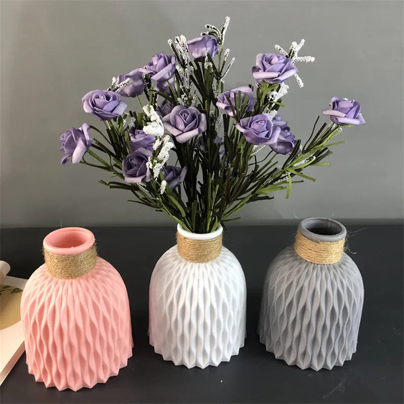 Modern Flower Vase Imitation Ceramic Flower Pot Decoration Home Plastic Vase Flower Arrangement Nordic Style Home Decoration ShopOnlyDeal