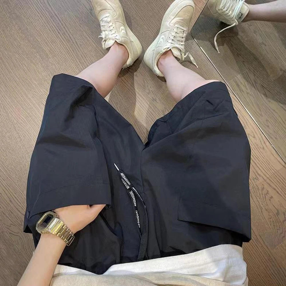 Mens Casual Shorts 2024 Summer Fashion Trend Street Loose Solid Color Large Pocket Design Work Shorts Men'S Five-Quarter Pants ShopOnlyDeal