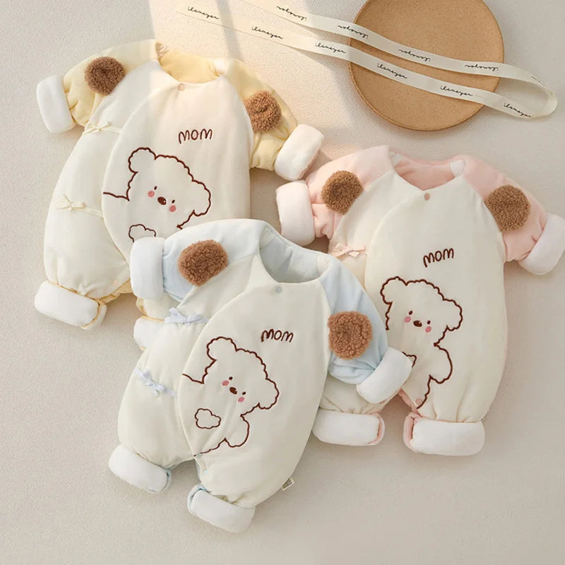 Winter Newborn Romper Cotton Thicken Baby Jumpsuit Girl Boy Cartoon Embroidery Bear Infant One-Pieces Onesie Babies Clothes 0-3M ShopOnlyDeal