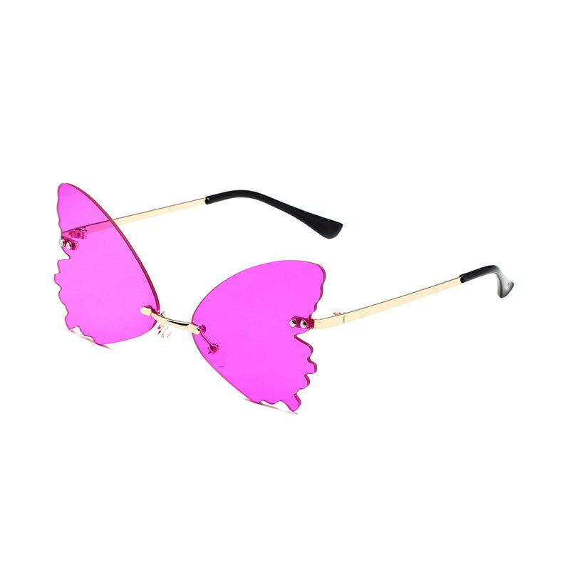 2022 Vintage Dragonfly Wings Sunglasses Fashion Rimless Women Clear Lens Eyewear Men Pink Sun Glasses UV400 Eyewear Female ShopOnlyDeal