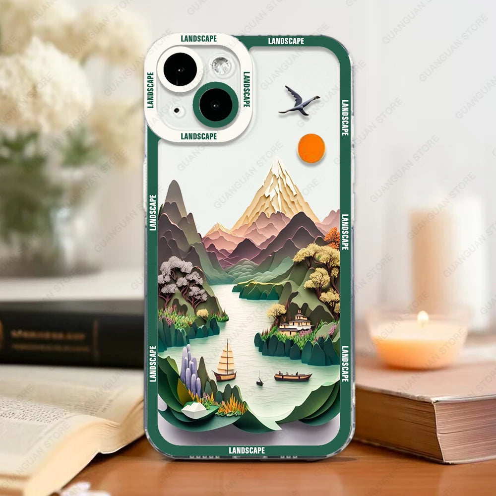 Case For iPhone 16 15 14 13 Pro Max 12 Mini 11 XS X XR SE 7 8 Plus Soft Cover Landscape ShopOnlyDeal