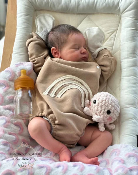 48CM Reborn Doll Handmade Very Lifelike Sleeping Baby Laura 3D Skin with Hand-Root Hair Visible Veins High Quality Toys ShopOnlyDeal