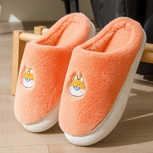 Cute Dog Non-Slip Floor Shoes Unisex Slippers Warm Plush Home Slipper Autumn Winter Shoes Woman House Flat Floor Soft Slides ShopOnlyDeal