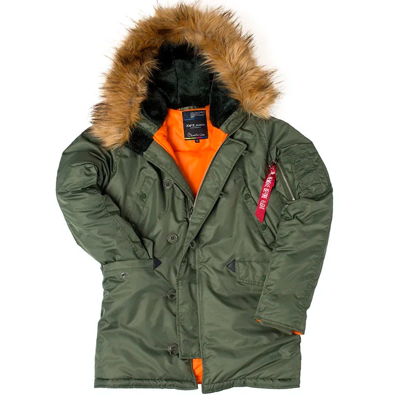 2024 Winter N3B puffer men long Куртка аляска coat military fur hood warm tactical bomber army korean thick parka ShopOnlyDeal