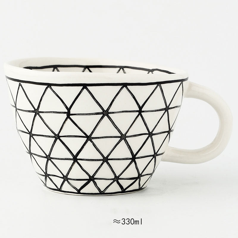 Hand Painted Geometric Ceramic Mugs With Gold Handle Handmade Irregular Cups For Coffee Tea Milk Oatmeal Creative Birthday Gifts ShopOnlyDeal