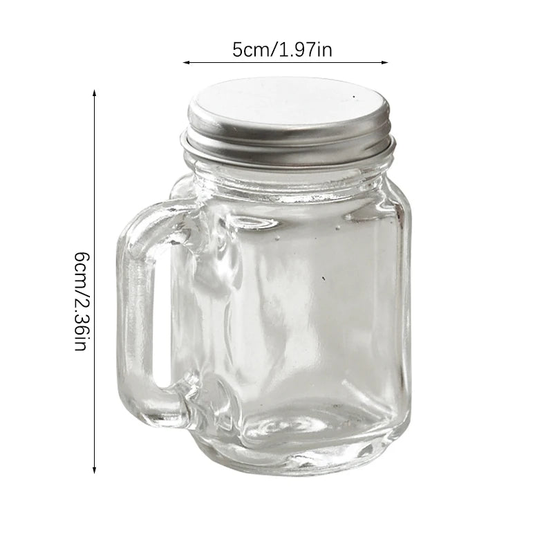 1PC Mini Mason Jar For Jam Honey Portable Leakproof Coffee Milk Juice Bottle With Lid Home Party Bar Vodka Spirits Shot Glass ShopOnlyDeal