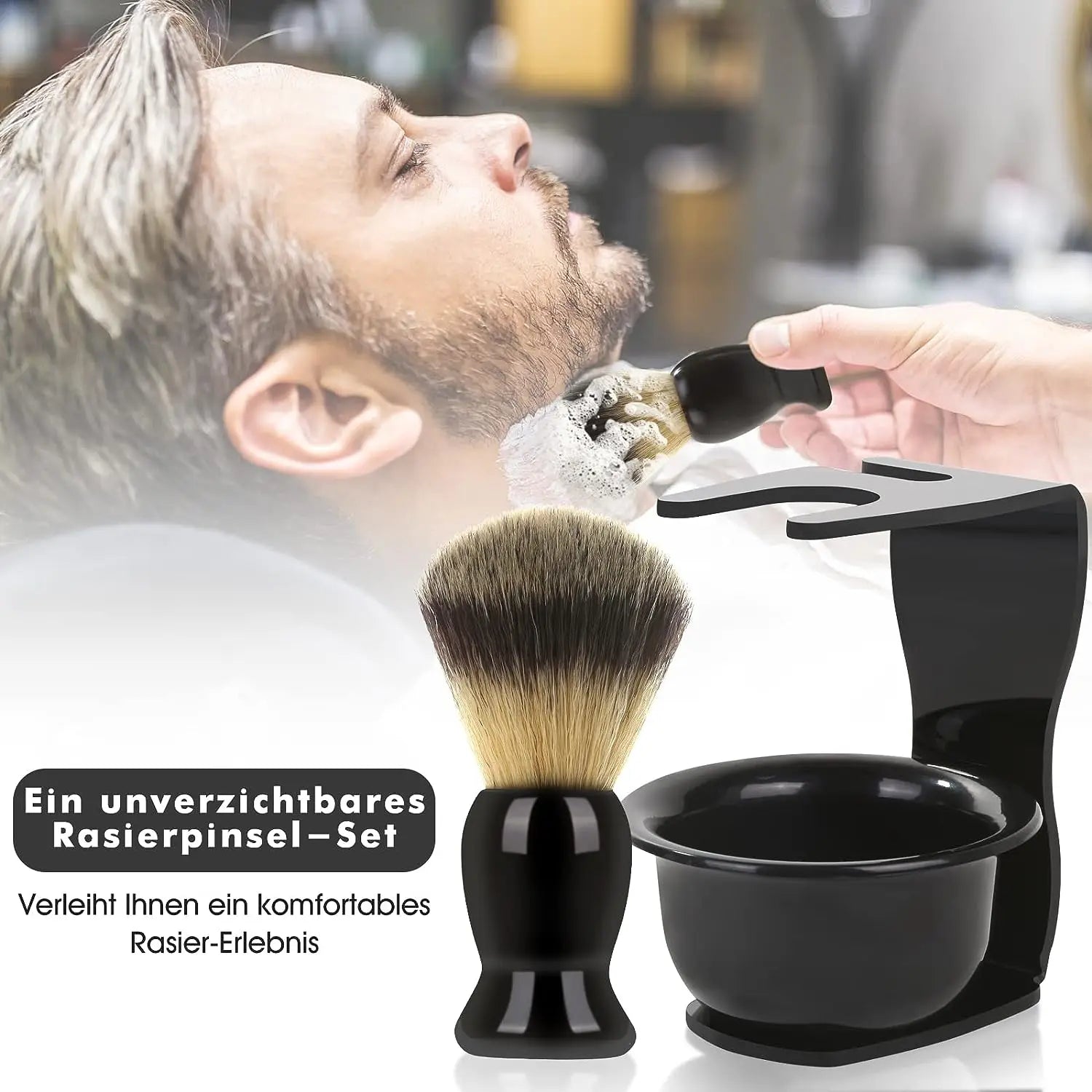 Shaving Brush Set, 3-in-1 Shaving Set with Shaving Brush, Shaving Bowl and Shaving Stand,  Father's Day Men's Shaving Gift Set ShopOnlyDeal