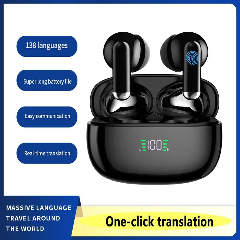 New wireless Bluetooth smart voice translation headset real-time translation Chinese and English learning translation headphones ShopOnlyDeal