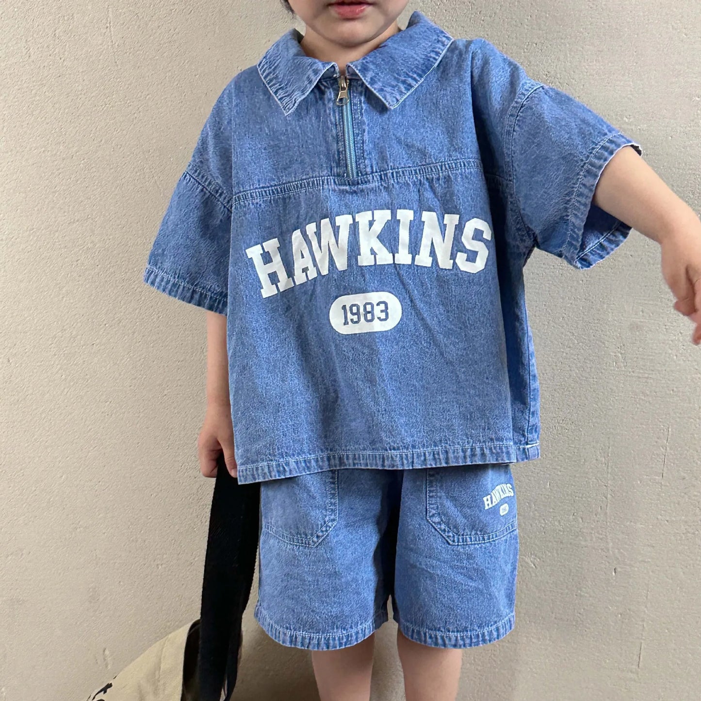 Children's Clothing Set | Casual Boys' Denim Suit with Letter Print Top + Shorts | Summer Two-Piece Ensemble ShopOnlyDeal