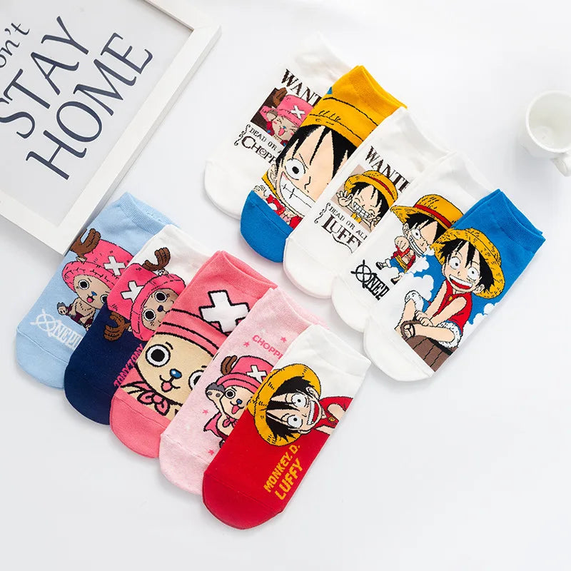 Anime One Piece Luffy Chopper Short Socks | Happy Women Students Cotton Socks | Cartoon Colorful Thin Socks | Creative Ladies Spring ShopOnlyDeal