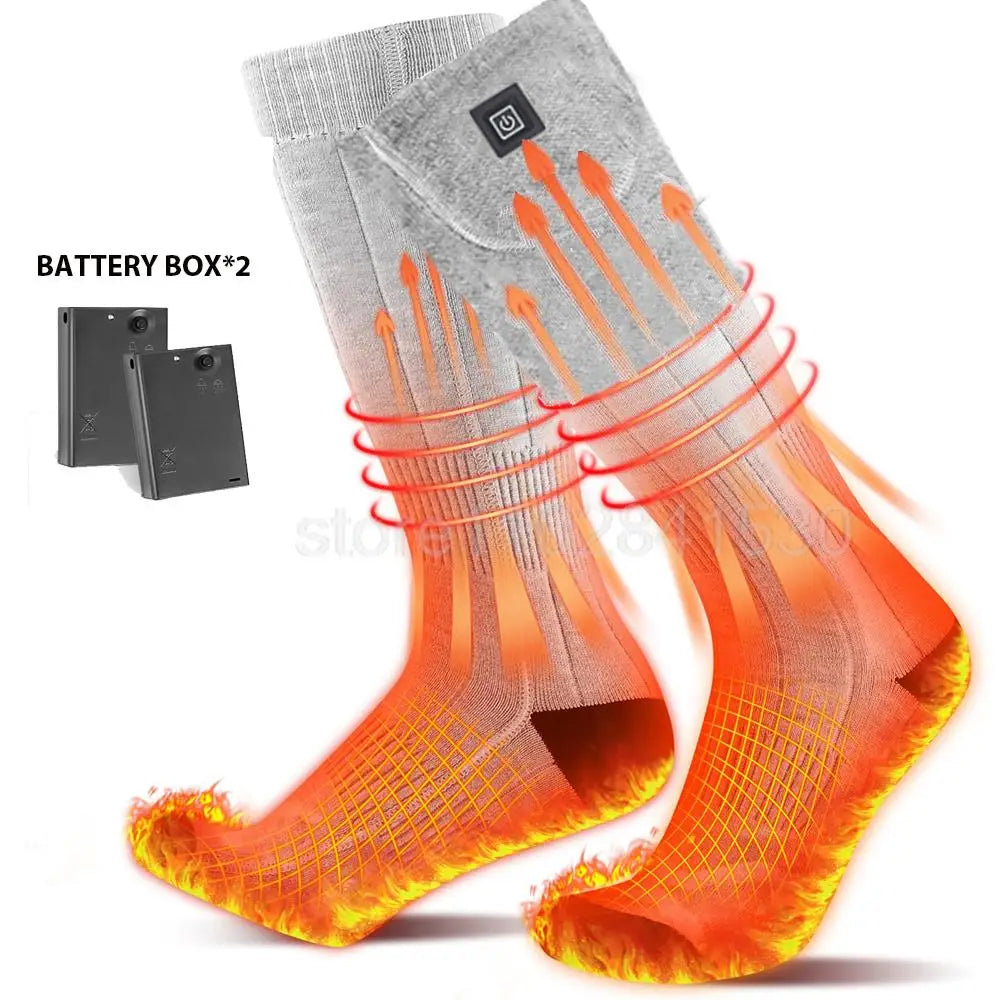 Winter Electric Heating Socks With Battery Box Rechargeable Anti-Cold Men Thermal Heated Foot Warmer Outdoor Camping Ski Sports ShopOnlyDeal