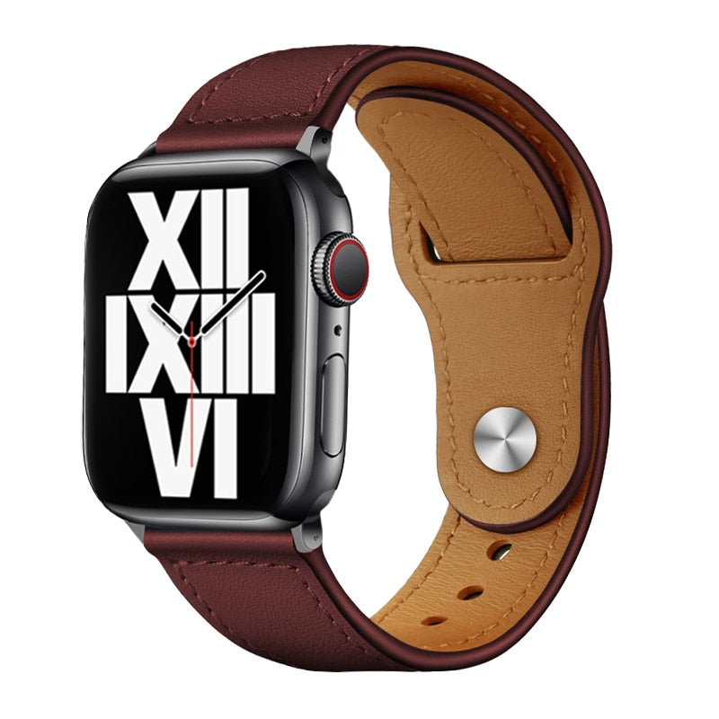 Business Real Leather Strap For Apple Watch Band 44mm 40mm 41mm 45mm 42mm 38mm 49mm Wrist Bracelet iWatch Series 8 se 7 6 5 4 3 ShopOnlyDeal