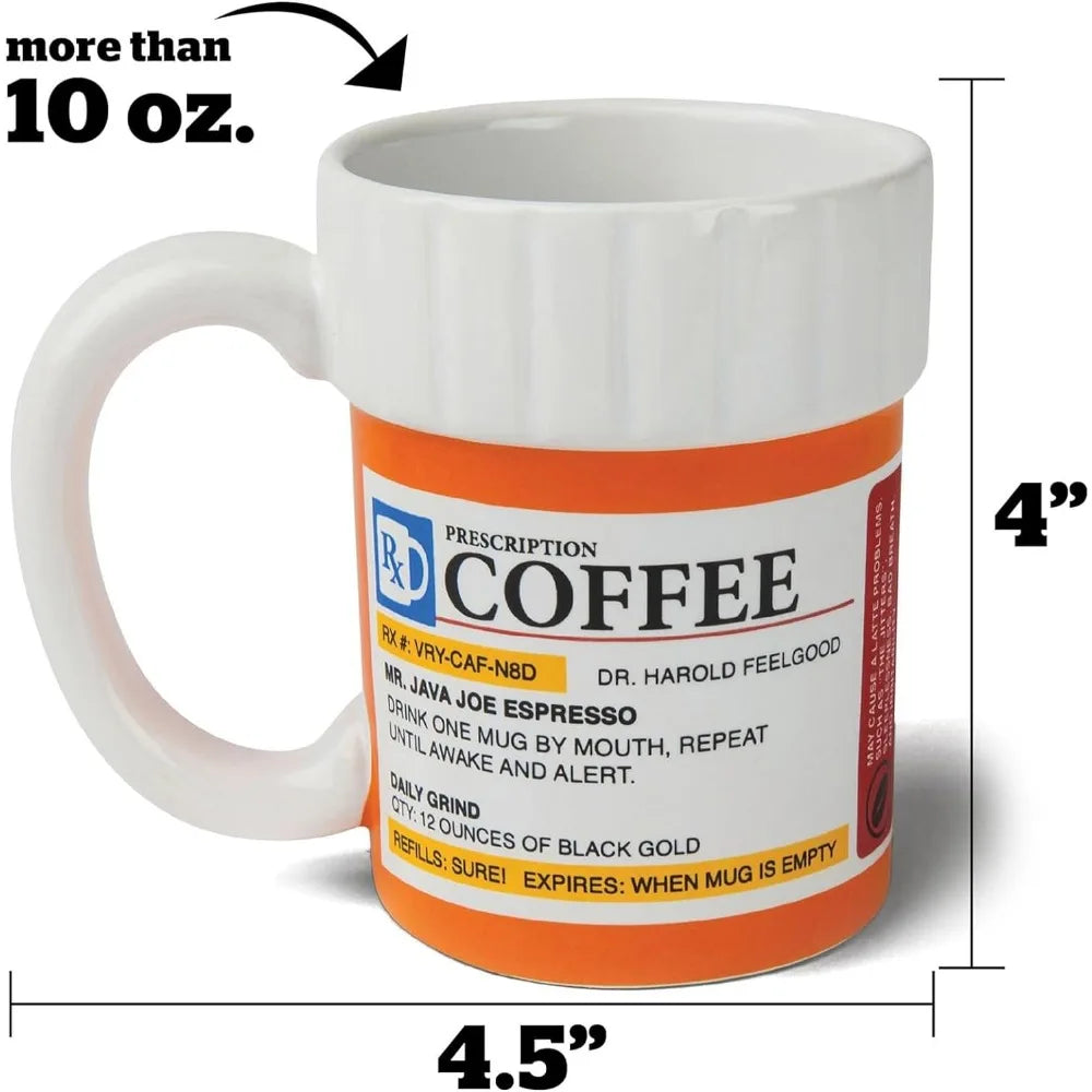 The Prescription Coffee Mug | Hilarious 12 Oz Ceramic Milk Cup in the Shape of a Pill Bottle | Perfect for Home or Office ShopOnlyDeal