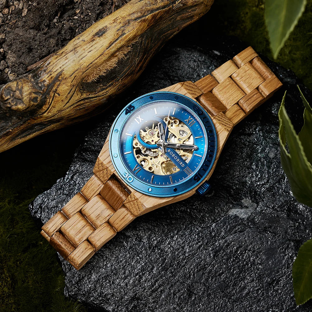 Top Luxury Men's Watches BOBO BIRD Mechanical Wristwatch Wooden Relogio Masculino Custom Father's Day Gift Wooden Box ShopOnlyDeal