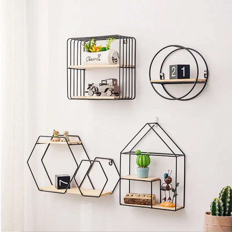 Nordic Wall Shelf Decoration Metal Wall Storage Rack Kitchen Living Room Figurines Crafts Display Racks Home Decor Storage Rack ShopOnlyDeal