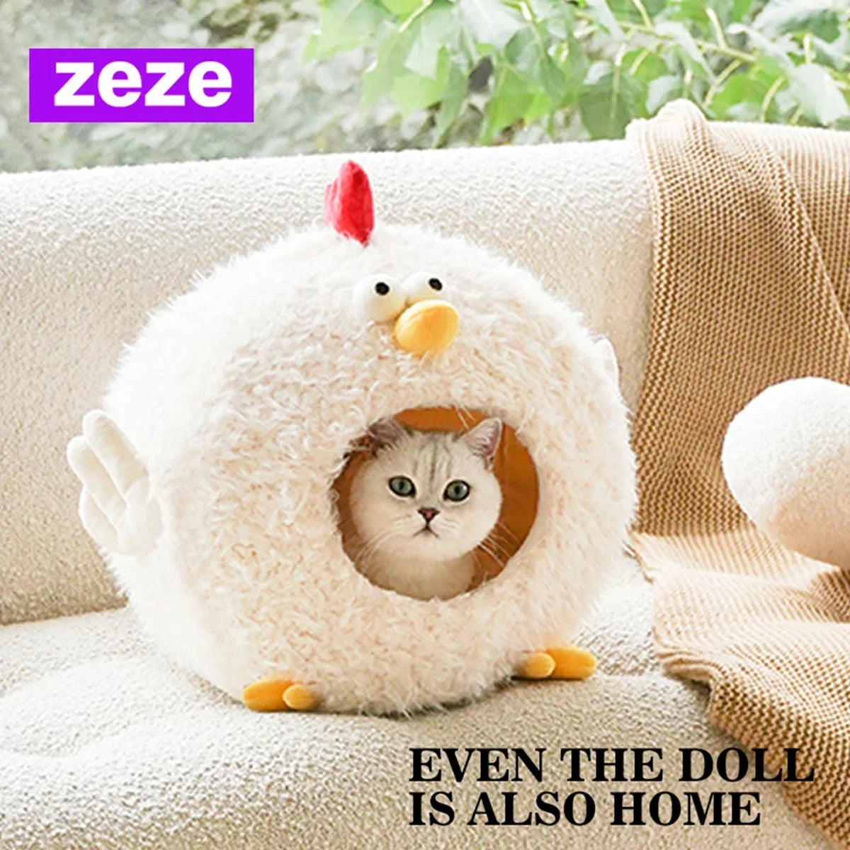 Zeze chick cat dog bed nest warm cat house fully enclosed four seasons universal cat house washable soft breathable pet nest ShopOnlyDeal