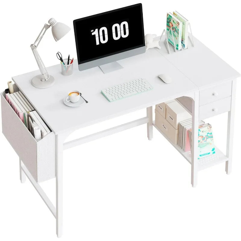 Computer Desk with Drawers - 40 Inch Work Small Desk for Bedroom Home Office, Simple Study Writing Table PC Desks ShopOnlyDeal