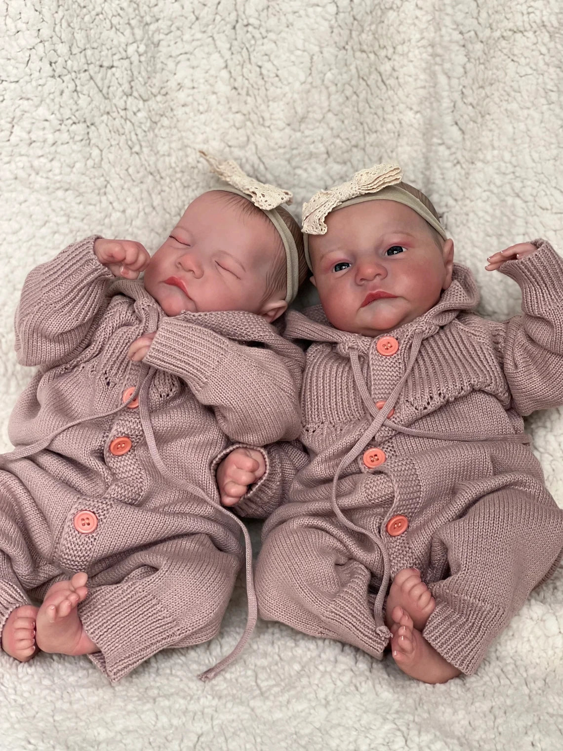 19inch Full Body Silicone Already Painted Finished Reborn Baby Doll Twins Levi Awake & Sleeping  Baby Doll 3D Skin Visible Veins ShopOnlyDeal