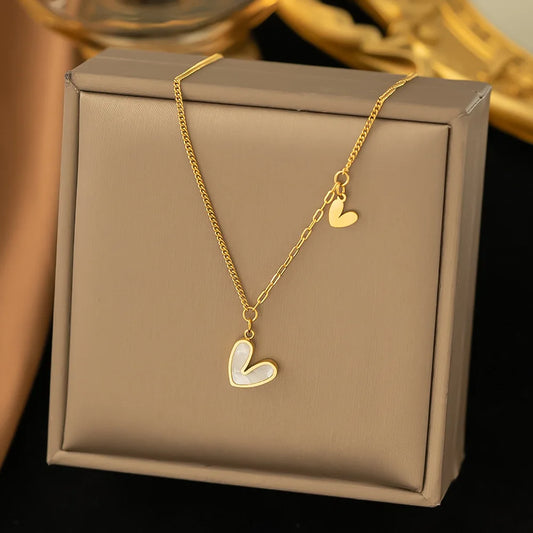 316L stainless steel heart pendant necklace Fashion shell clavicle chain necklace women's jewelry wedding gift new ShopOnlyDeal