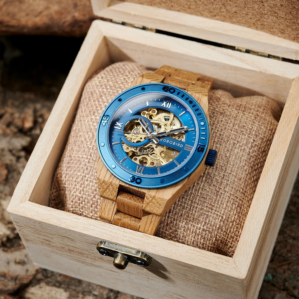 Top Luxury Men's Watches BOBO BIRD Mechanical Wristwatch Wooden Relogio Masculino Custom Father's Day Gift Wooden Box ShopOnlyDeal