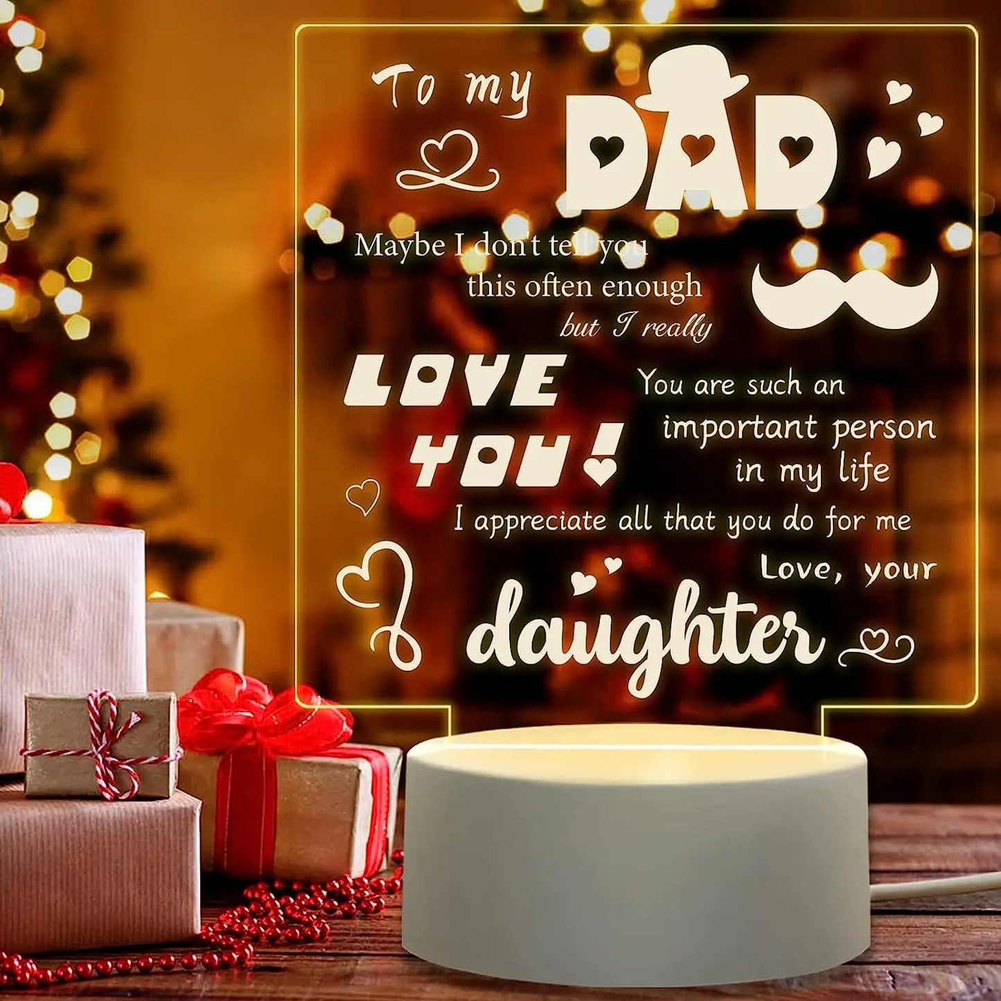 3D Night lamp Dad Gifts Acrylic Lamp to My Dad Gift from Daughter Son for Birthday Gift for Dad Christmas Gifts Night Lamps ShopOnlyDeal