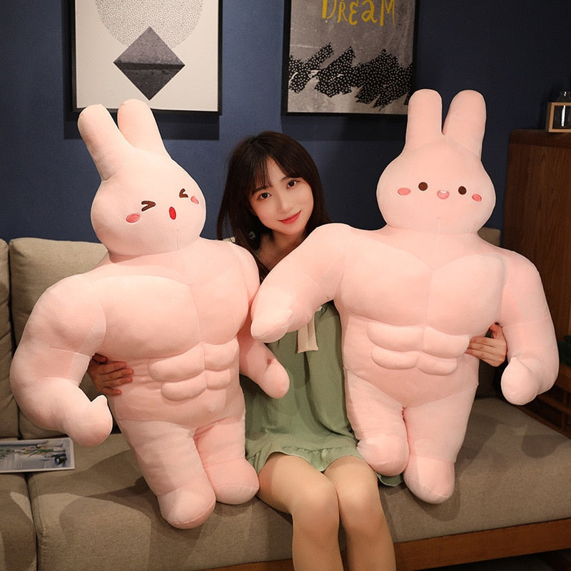 Creative Strong Muscle Rabbit Real Man Plush Toys Humanoid Animal Pillow Stuffed Soft Vent Embrace Toys Cushion for Kids Gift ShopOnlyDeal