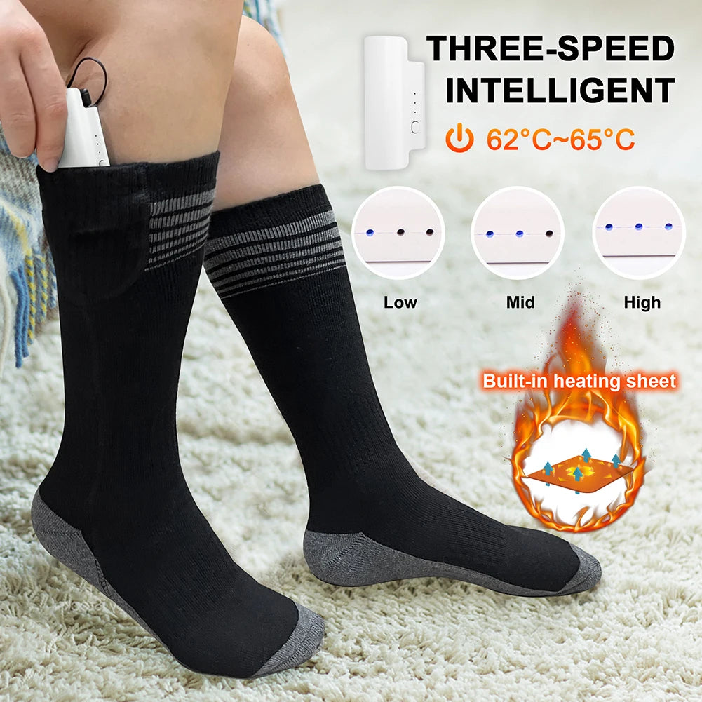 Unisex Battery Heated Socks Breathable Rechargeable Heated Socks Cozy Washable for Camping Fishing Cycling ShopOnlyDeal