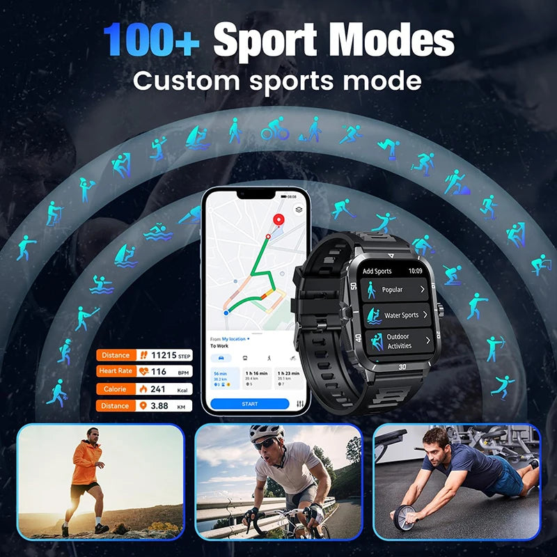 Bluetooth-Compatible 5.3 Call Watch 100+ Sport Modes Heart Rate Blood Oxygen Sleep Monitor Message Reminder Smartwatch for Men ShopOnlyDeal