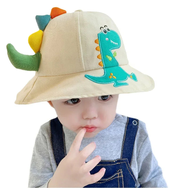 New Cartoon Dinosaur Summer Baby Hat for Girls Boys Panama Toddler Wide Brim UV Beach Sun Cap Outdoor Children Fisherman Hat ShopOnlyDeal