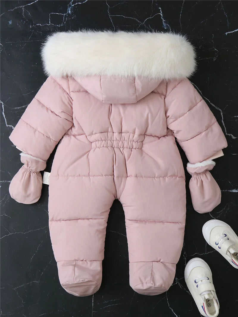 -30℃ Plus Thick Velvet Rompers Baby Padded Warm Bodysuits Clothes Winter Infant Waterproof Hooded One-Pieces Girls Boys Overalls ShopOnlyDeal