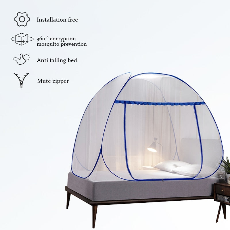 Portable and Installation-Free: Mosquito Net Mongolian Yurt - Foldable Household Anti-Fall Encryption Double-Layer Ventilation Bed Tent ShopOnlyDeal