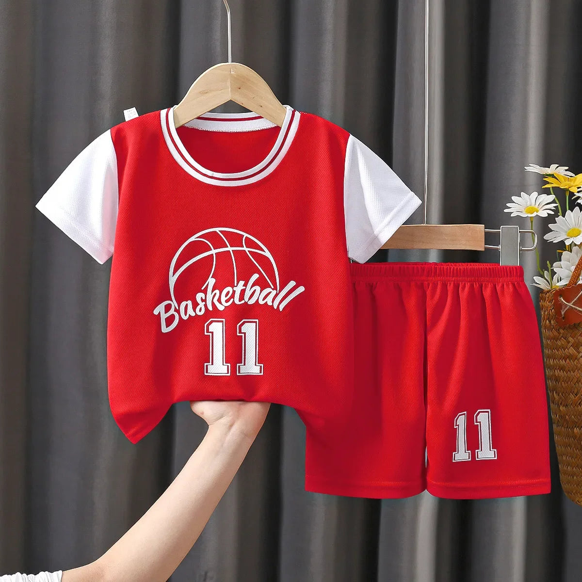 Kids Summer Quick drying Basketball Sportswear Short Sleeve T shirts/Vest+Short Pants 2pcs Suits 4 12 Years Boys Girls Clothes ShopOnlyDeal