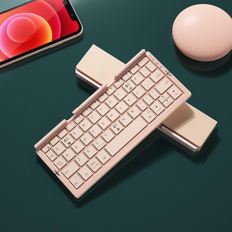 Mini Folding Bluetooth Keyboard Wireless Keypad Support3 Devices With Stand Rechargeable Foldable Keyboard For Phone Tablet ShopOnlyDeal