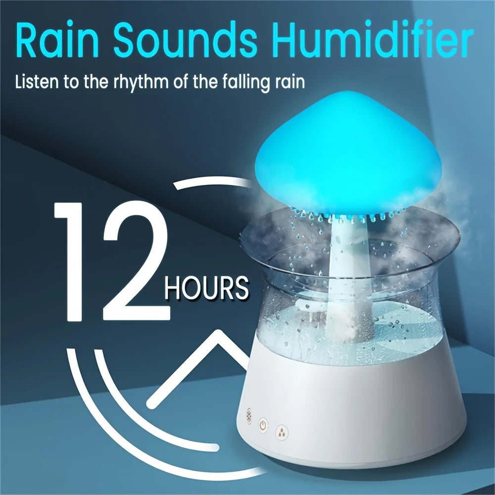 7-Colour Variable Cloud and Rain Humidifier with Remote Control - Vaporizer Humidification, Water Drop, Waterfall Light, Mushroo ShopOnlyDeal