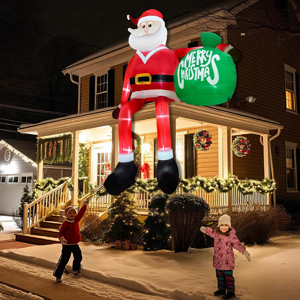 8FT Christmas Inflatables Climbing Santa Outdoor Decorations Christmas Inflatable Decorations with LED for Blow Up Yard Xmas ShopOnlyDeal